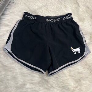 Goat USA black athletic shorts with inner short, zip close pocket Size youth XL